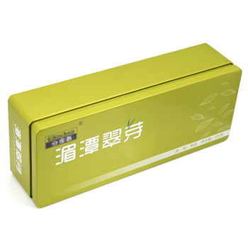 绿茶扣肩长方形精致铁盒包装_通用茶叶铁盒铁罐厂家定制