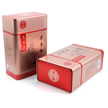 丹参粉长方形金属铁盒_保健品铁盒包装定制厂家